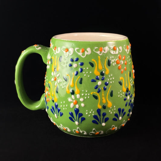 Handmade Mug, Functional and Decorative Turkish Pottery, Cottagecore Style, Green