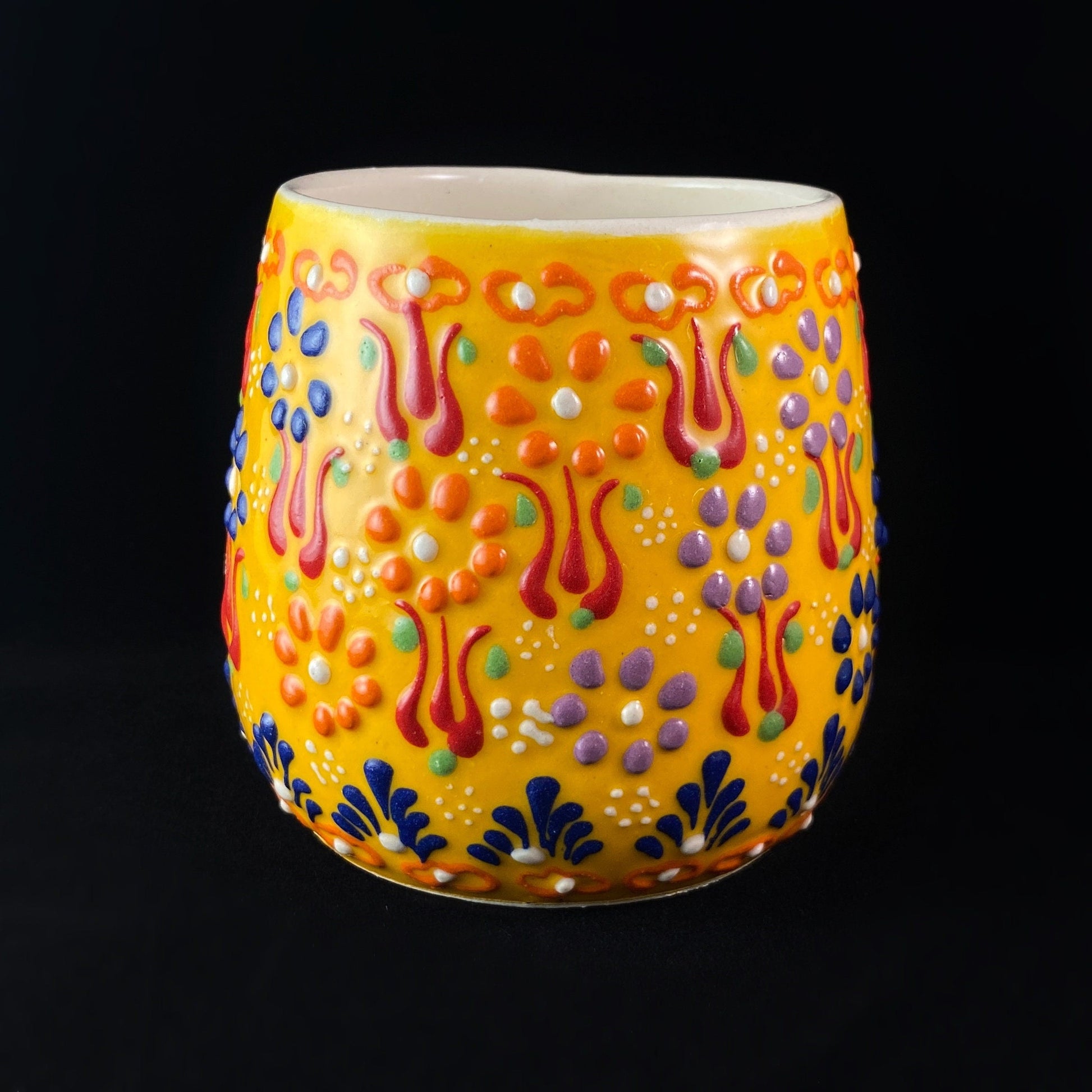 Handmade Mug, Functional and Decorative Turkish Pottery, Cottagecore Style, Yellow