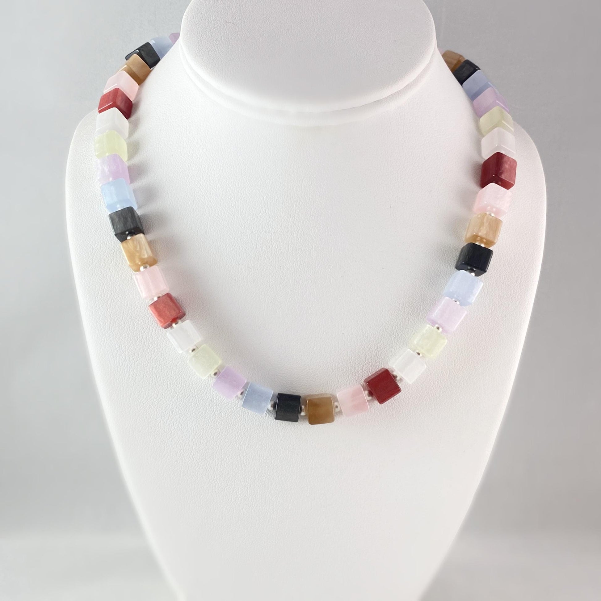 Handmade Multicolor Crystal Cube Necklace, Hypoallergenic - Origin