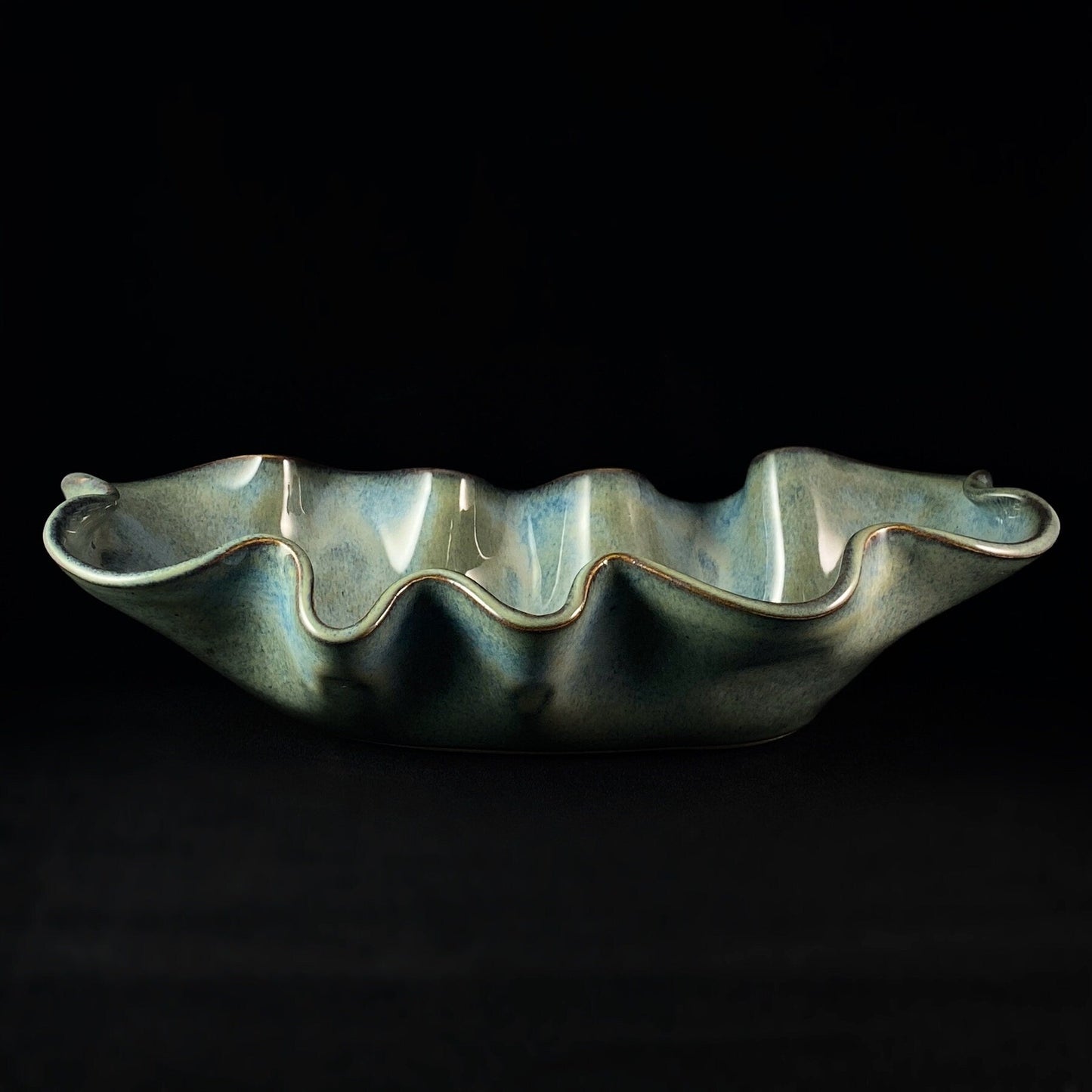 Handmade Oblong Bowl with Spoon, Functional and Decorative Pottery