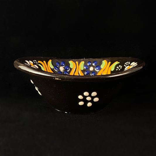 Handmade Oblong Sugar Bowl, Functional and Decorative Turkish Pottery, Cottagecore Style, Black