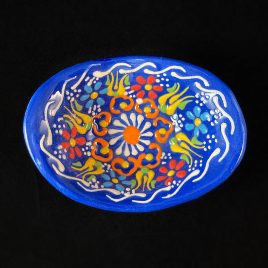 Handmade Oblong Sugar Bowl, Functional and Decorative Turkish Pottery, Cottagecore Style, Dark Blue