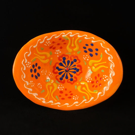 Handmade Oblong Sugar Bowl, Functional and Decorative Turkish Pottery, Cottagecore Style, Orange