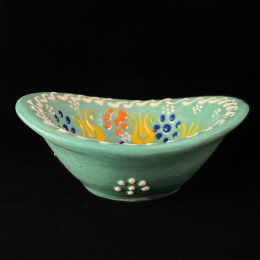 Handmade Oblong Sugar Bowl, Functional and Decorative Turkish Pottery, Cottagecore Style, Mint
