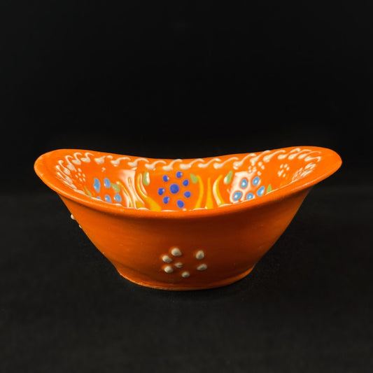 Handmade Oblong Sugar Bowl, Functional and Decorative Turkish Pottery, Cottagecore Style, Orange