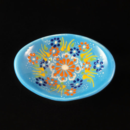 Handmade Oblong Sugar Bowl, Functional and Decorative Turkish Pottery, Cottagecore Style, Light Blue