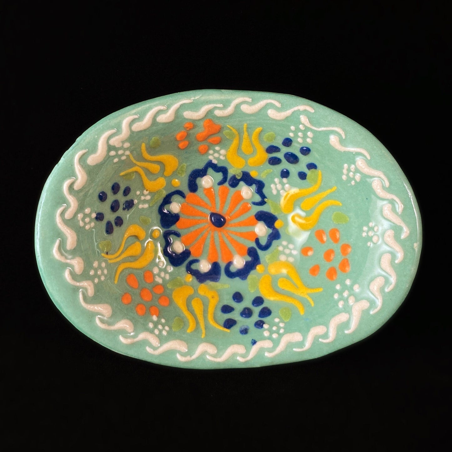 Handmade Oblong Sugar Bowl, Functional and Decorative Turkish Pottery, Cottagecore Style, Mint