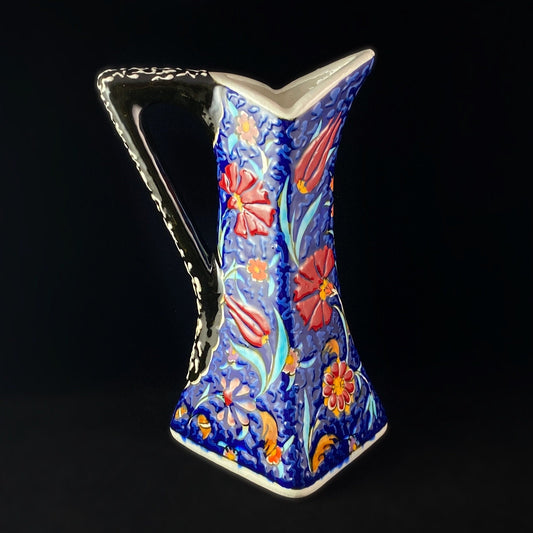 Handmade Pitcher, Functional and Decorative Turkish Pottery, Cottagecore Style, Blue