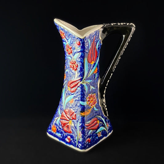 Handmade Pitcher, Functional and Decorative Turkish Pottery, Cottagecore Style, Blue