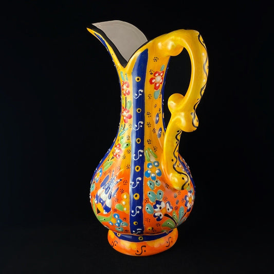 Handmade Pitcher, Functional and Decorative Turkish Pottery, Cottagecore Style, Yellow/Orange