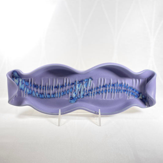 Handmade Purple and Blue Baguette Tray with Small Knife, Functional and Decorative Pottery