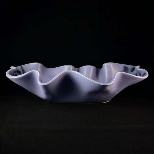 Handmade Purple and Blue Oblong Bowl with Spoon, Functional and Decorative Pottery