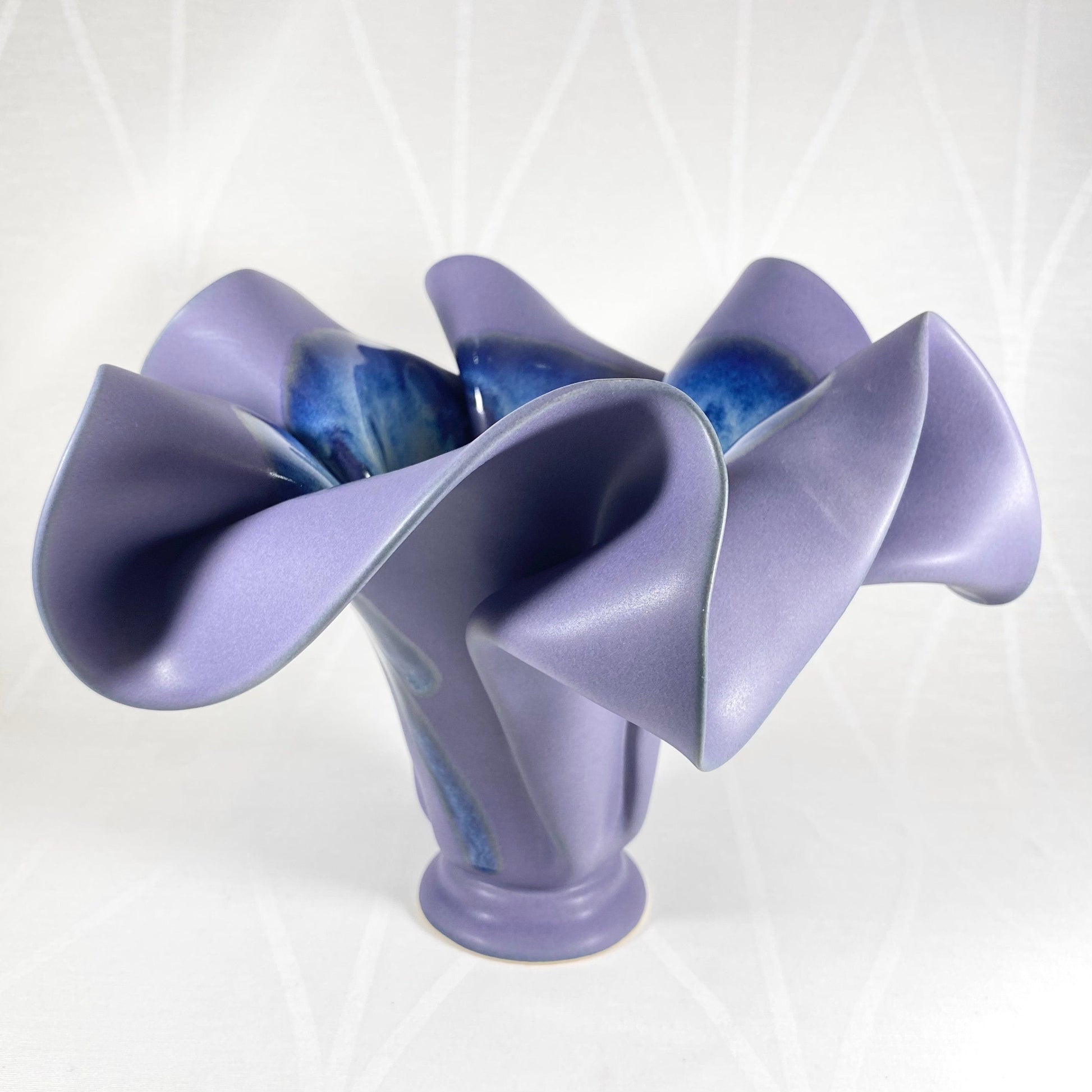 Handmade Purple and Blue Sculpted Vase, Functional and Decorative Pottery