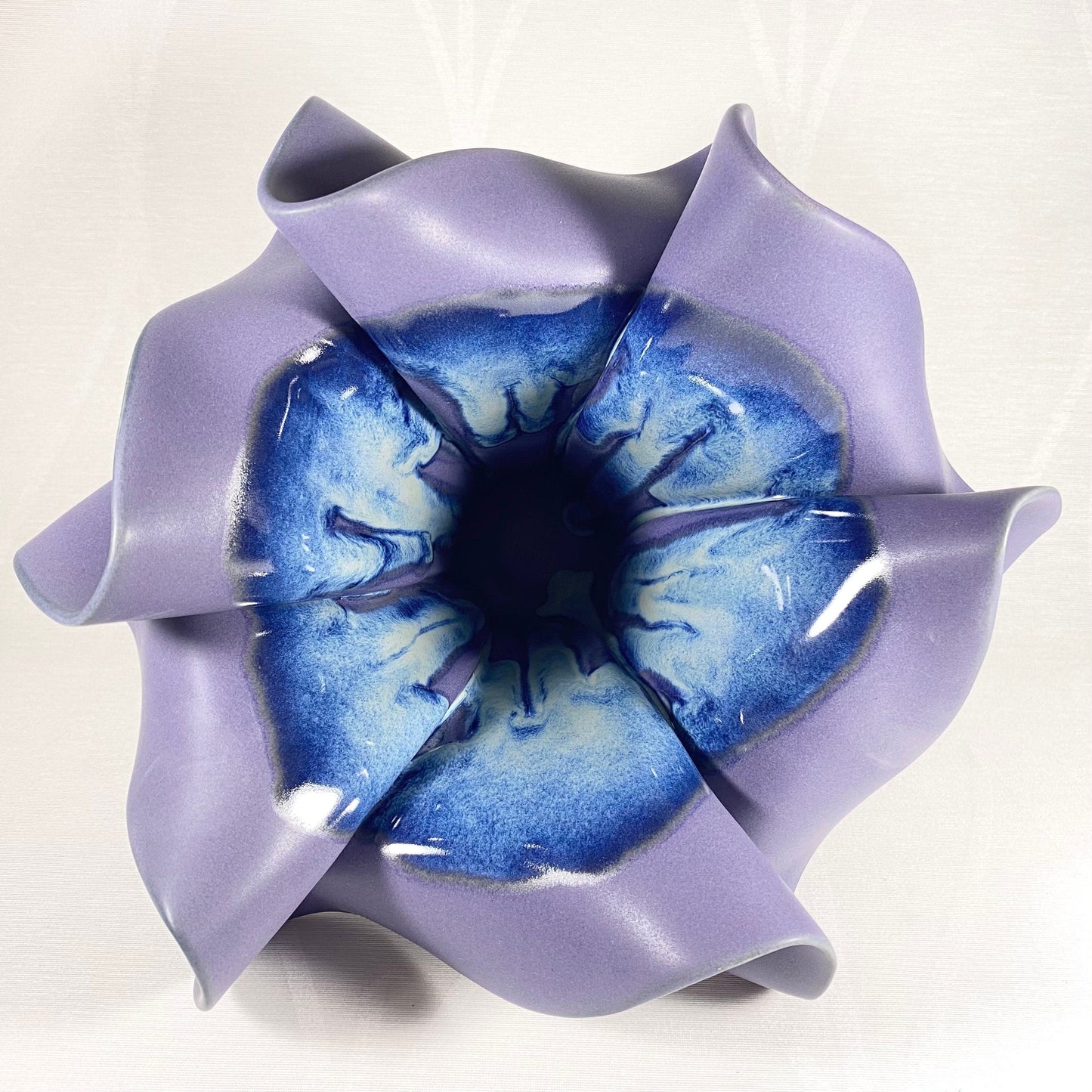 Handmade Purple and Blue Sculpted Vase, Functional and Decorative Pottery