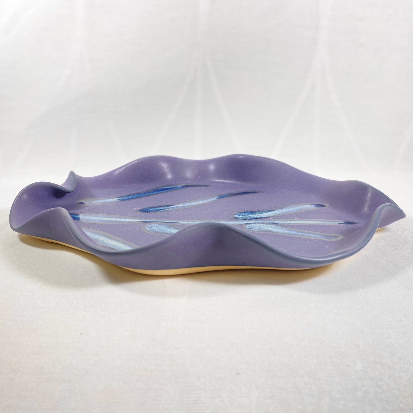 Handmade Purple and Blue Snack Plate, Functional and Decorative Pottery