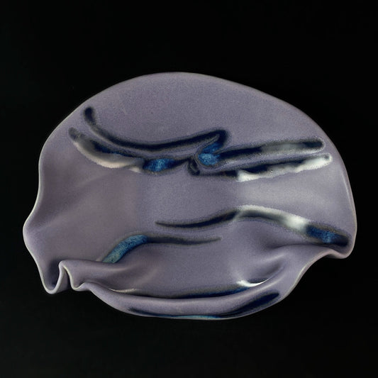 Handmade Purple and Blue Tapenade Bowl with Spoon, Functional and Decorative Pottery