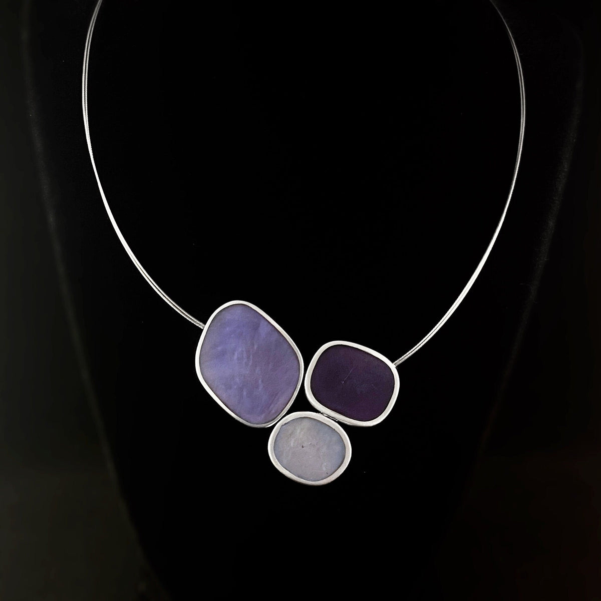 Periwinkle Stuff Handmade Resin and Shell Three Tone Periwinkle Cluster Pendant Necklace ...