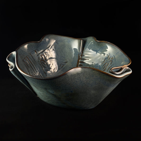 Handmade Serving Bowl with Serving Spoons, Functional and Decorative Pottery