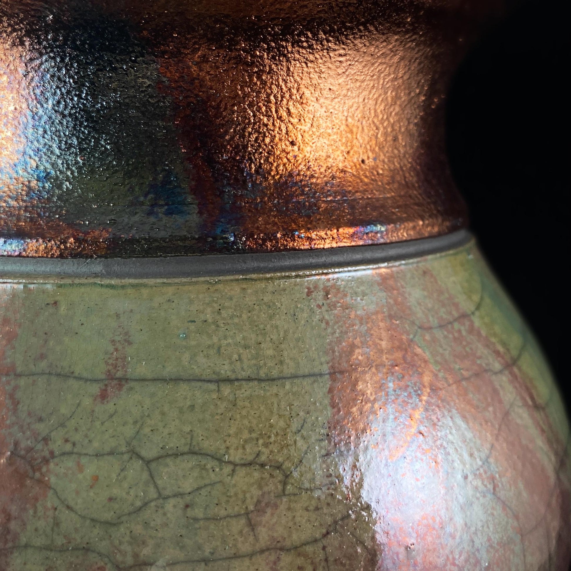 Handmade Shelby Vase, Raku Art Pottery, Decorative Pottery