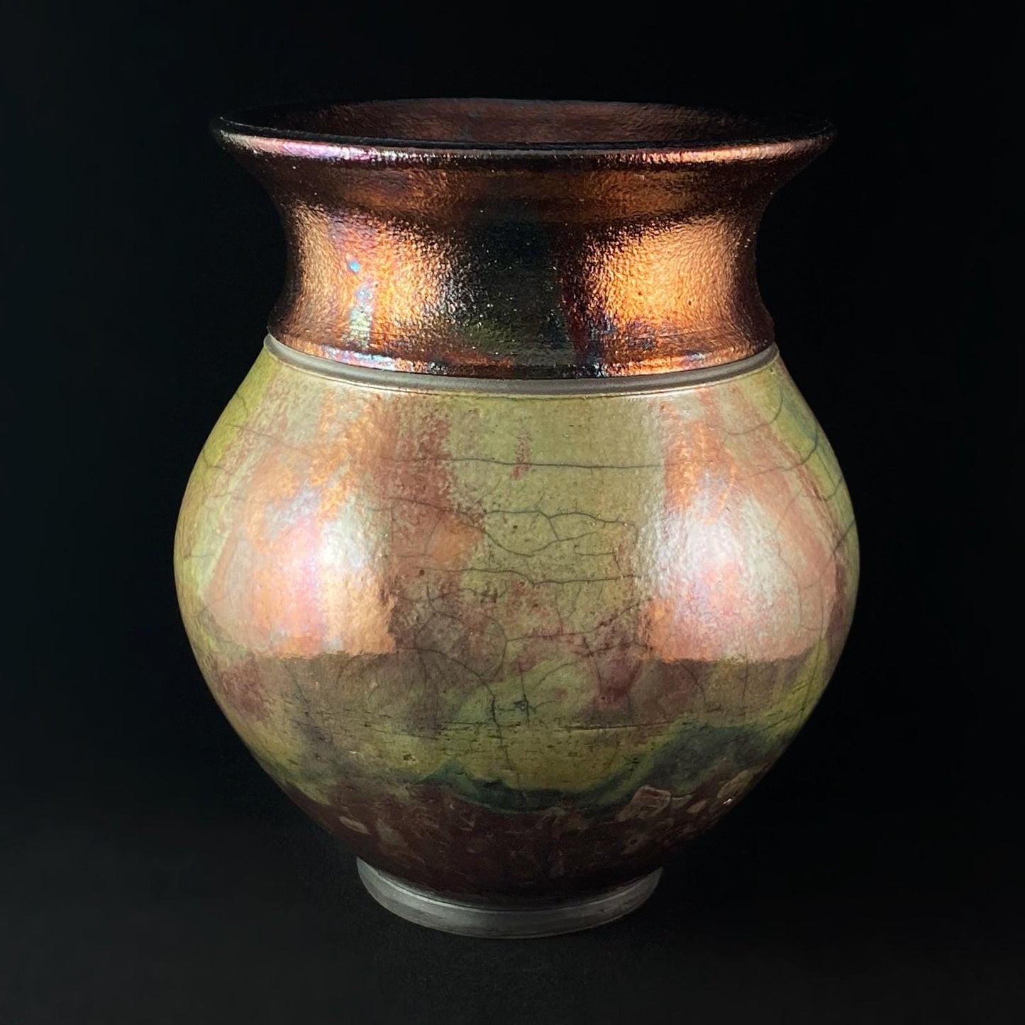 Handmade Shelby Vase, Raku Art Pottery, Decorative Pottery
