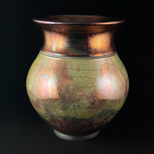 Handmade Shelby Vase, Raku Art Pottery, Decorative Pottery