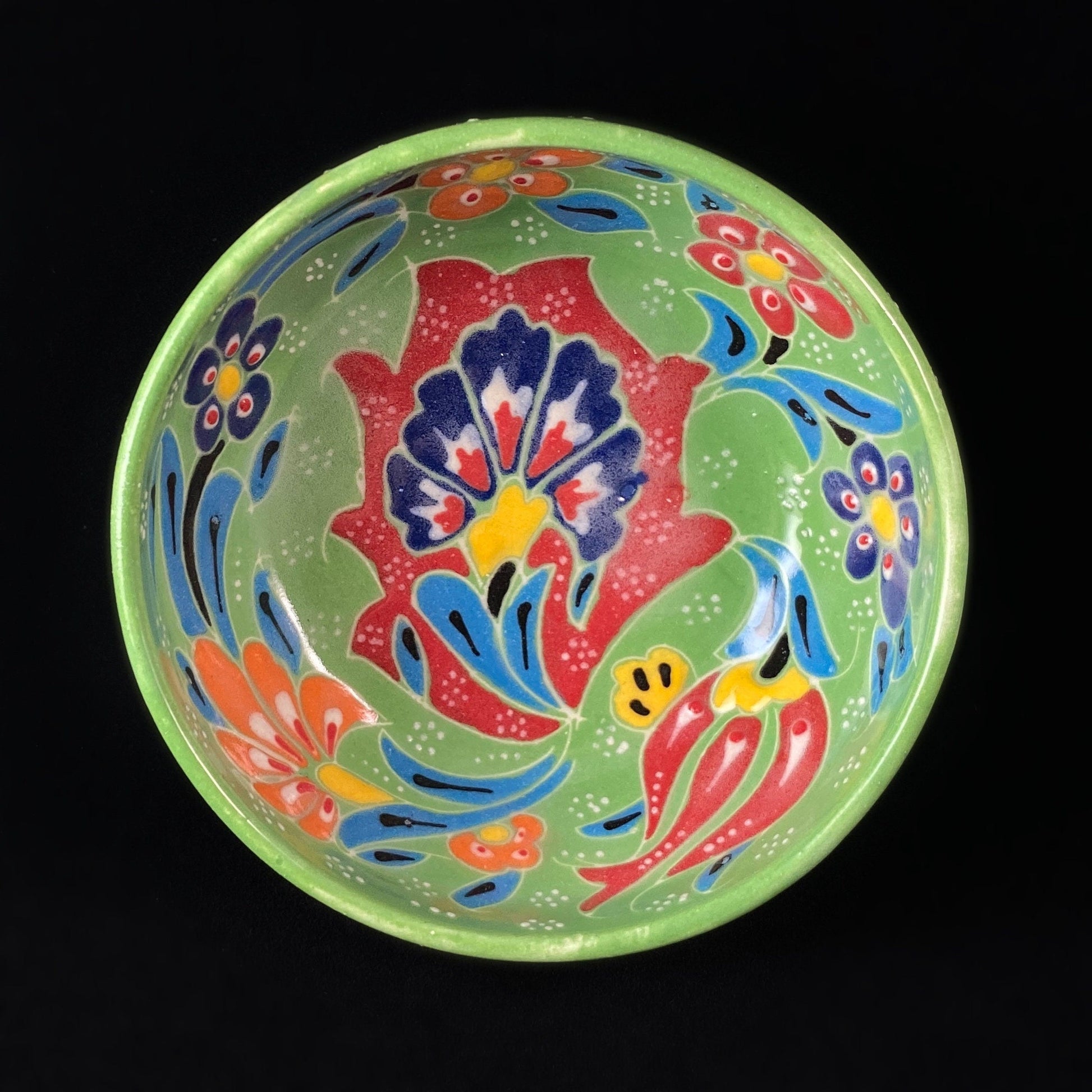 Handmade Small Bowl, Functional and Decorative Turkish Pottery, Cottagecore Style, Green