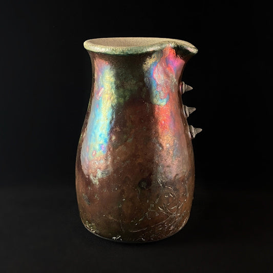 Handmade Small Three Button Vase, Decorative Raku Pottery