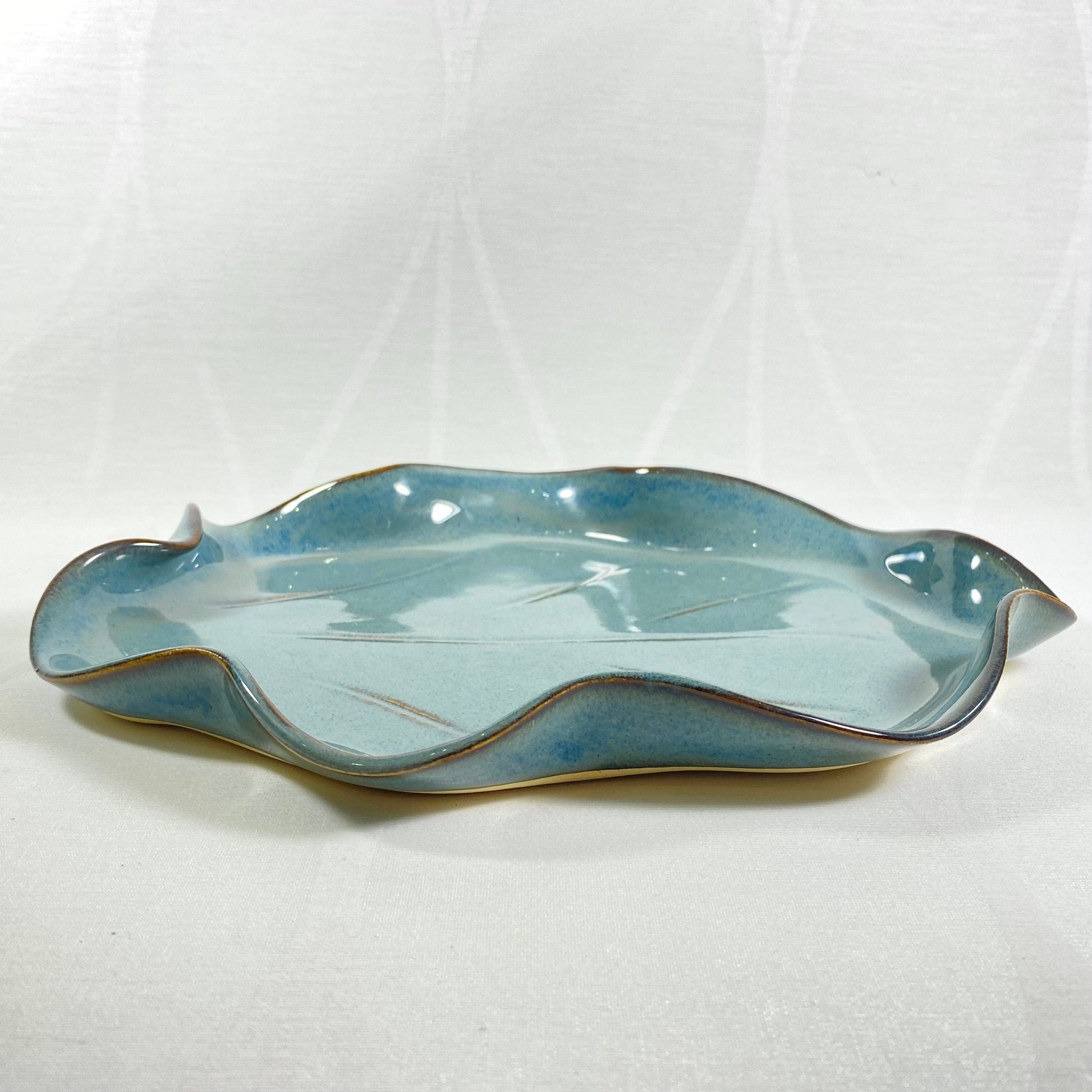 Handmade Light Blue Snack Plate, Functional and Decorative Pottery