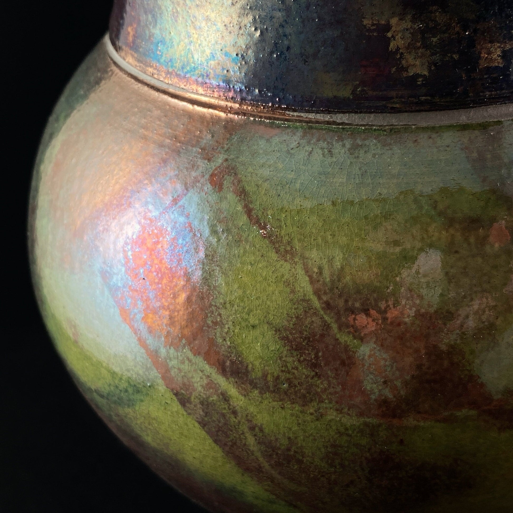 Handmade Sofia Vase, Raku Art Pottery, Decorative Pottery