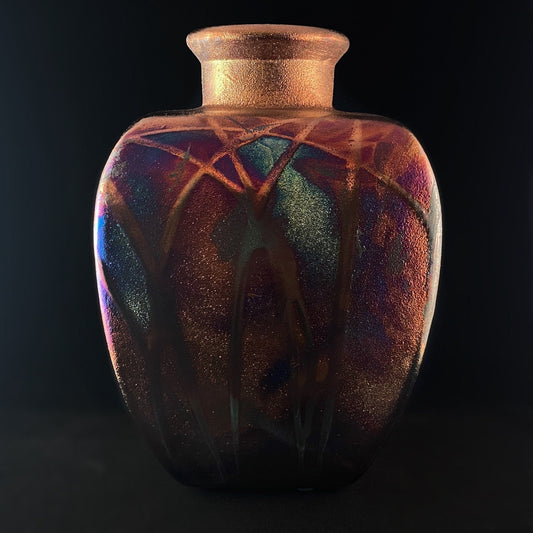 Handmade Square Contemporary Vase Raku Art Pottery, Decorative Pottery