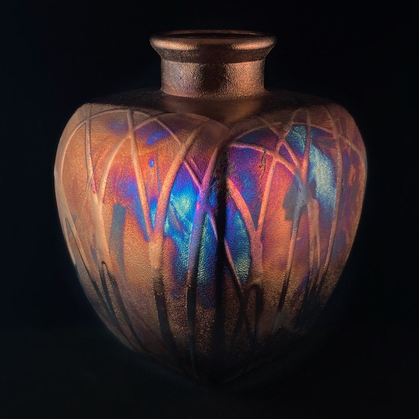 Handmade Square Contemporary Vase Raku Art Pottery, Decorative Pottery