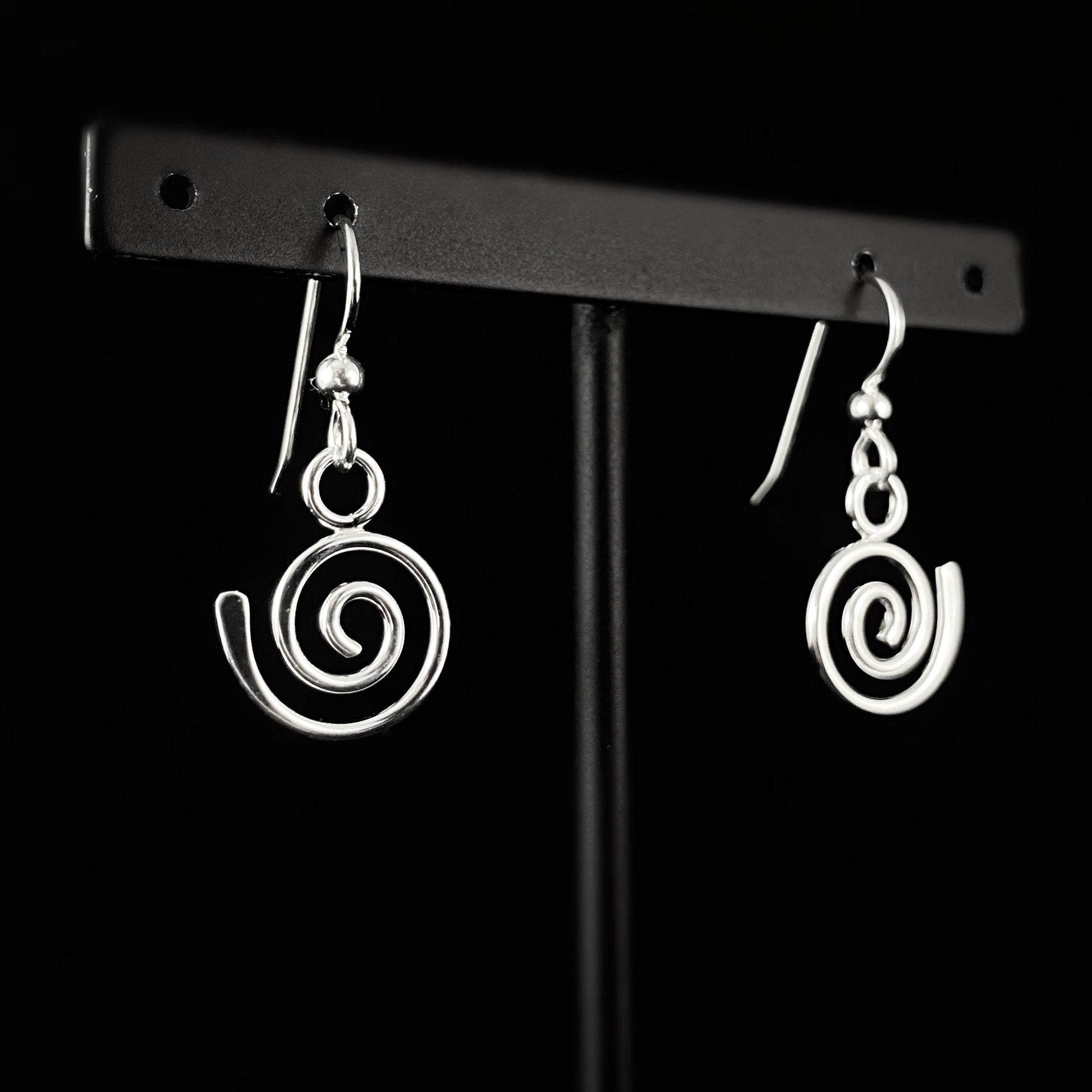 Handmade Sterling Silver Dangle Swirl Earrings, Made in USA - Reflections