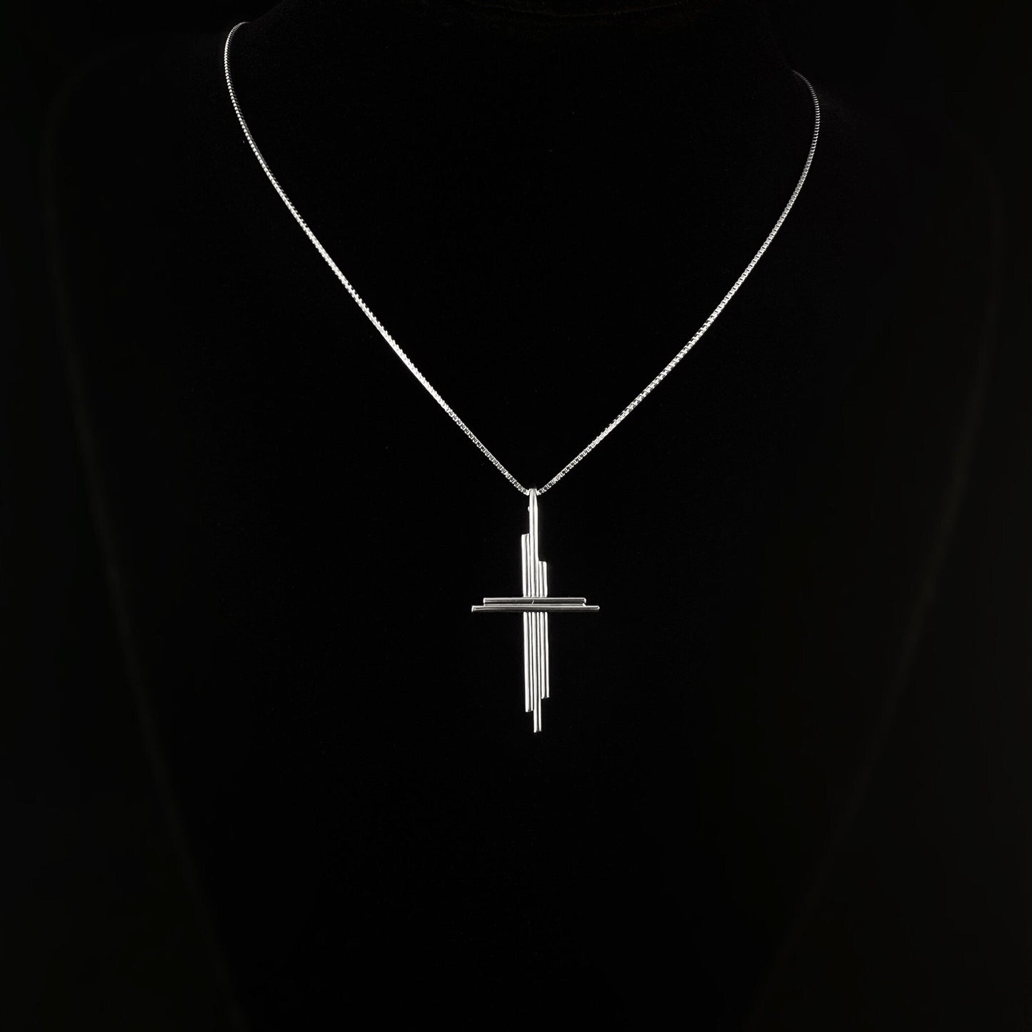 Handmade Sterling Silver Deconstructed Cross Pendant Necklace, Made in USA - Reflections