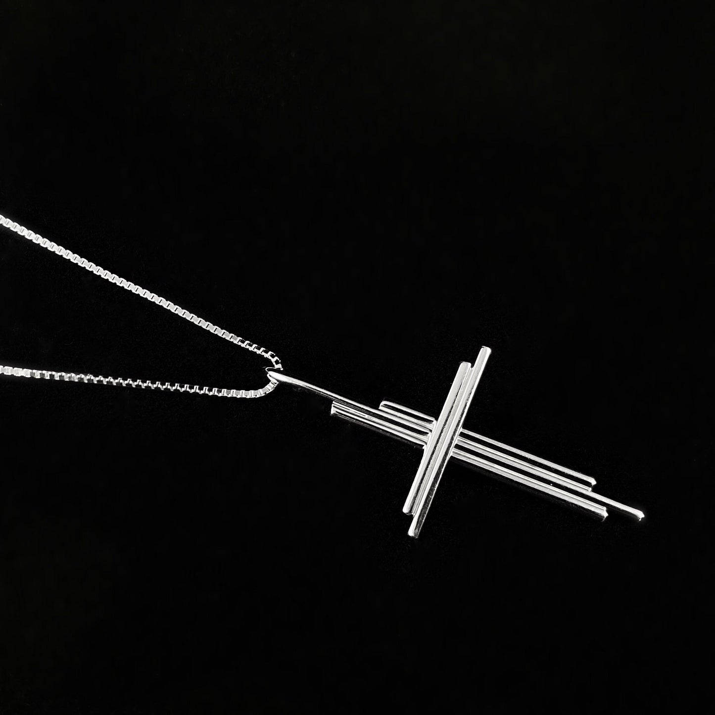 Handmade Sterling Silver Deconstructed Cross Pendant Necklace, Made in USA - Reflections