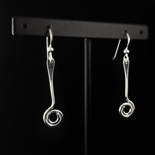 Handmade Sterling Silver Drop Swirl Earrings, Made in USA - Reflections