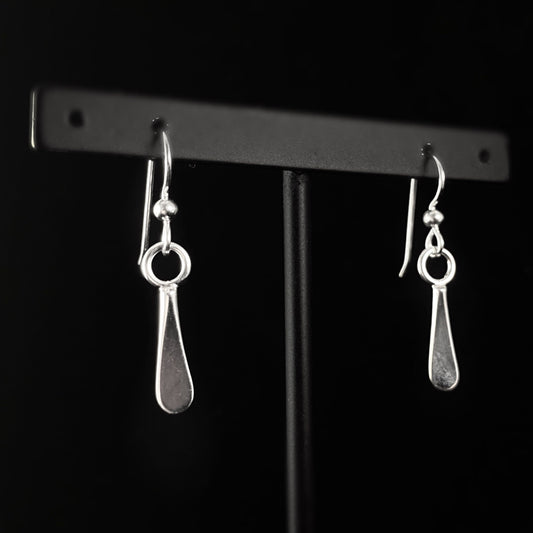 Handmade Sterling Silver Flat Forged Drop Earrings, Made in USA - Reflections