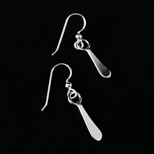 Handmade Sterling Silver Flat Forged Drop Earrings, Made in USA - Reflections