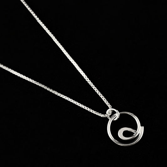 Handmade Sterling Silver Forged Swirl Circle Pendant Necklace, Made in USA - Reflections