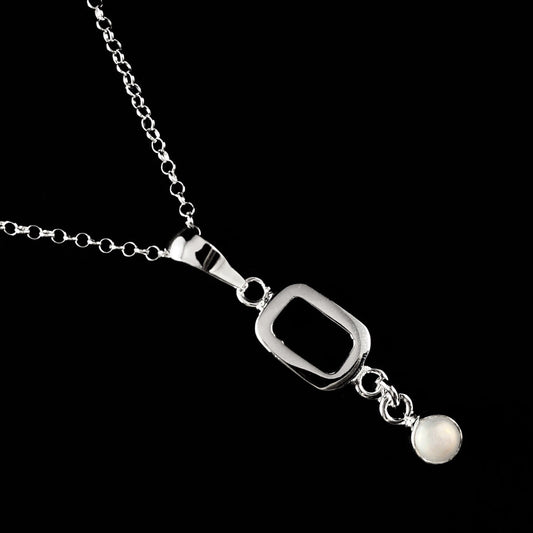 Handmade Sterling Silver Pendant Necklace with Pearl Accent -Designs by Monica