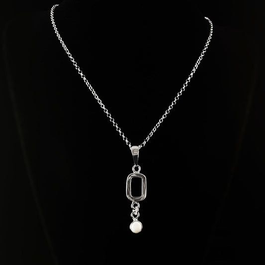 Handmade Sterling Silver Pendant Necklace with Pearl Accent -Designs by Monica