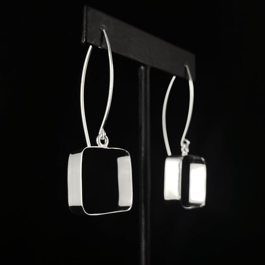 Handmade Sterling Silver Square Long Wire Earrings -Designs by Monica
