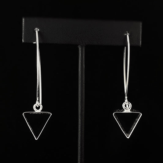 Handmade Sterling Silver Triangle Long Wire Earrings -Designs by Monica