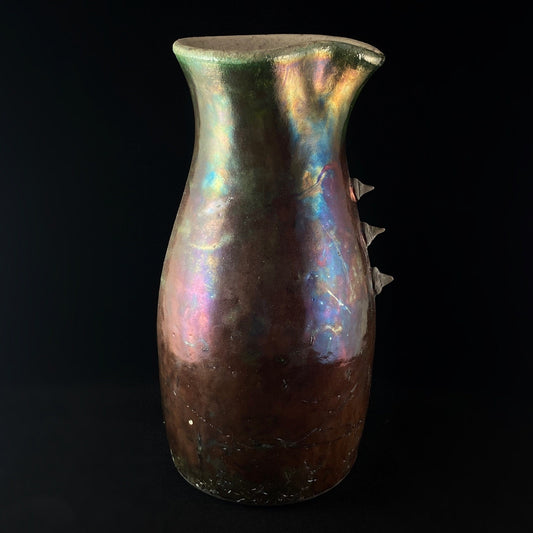Handmade Three Button Vase, Decorative Raku Pottery