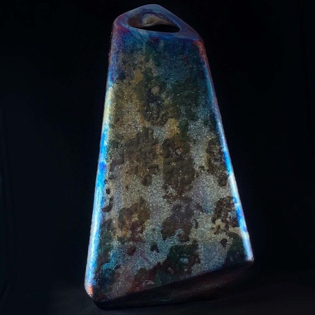 Handmade Triangle Vase, Raku Art Pottery, Decorative Pottery