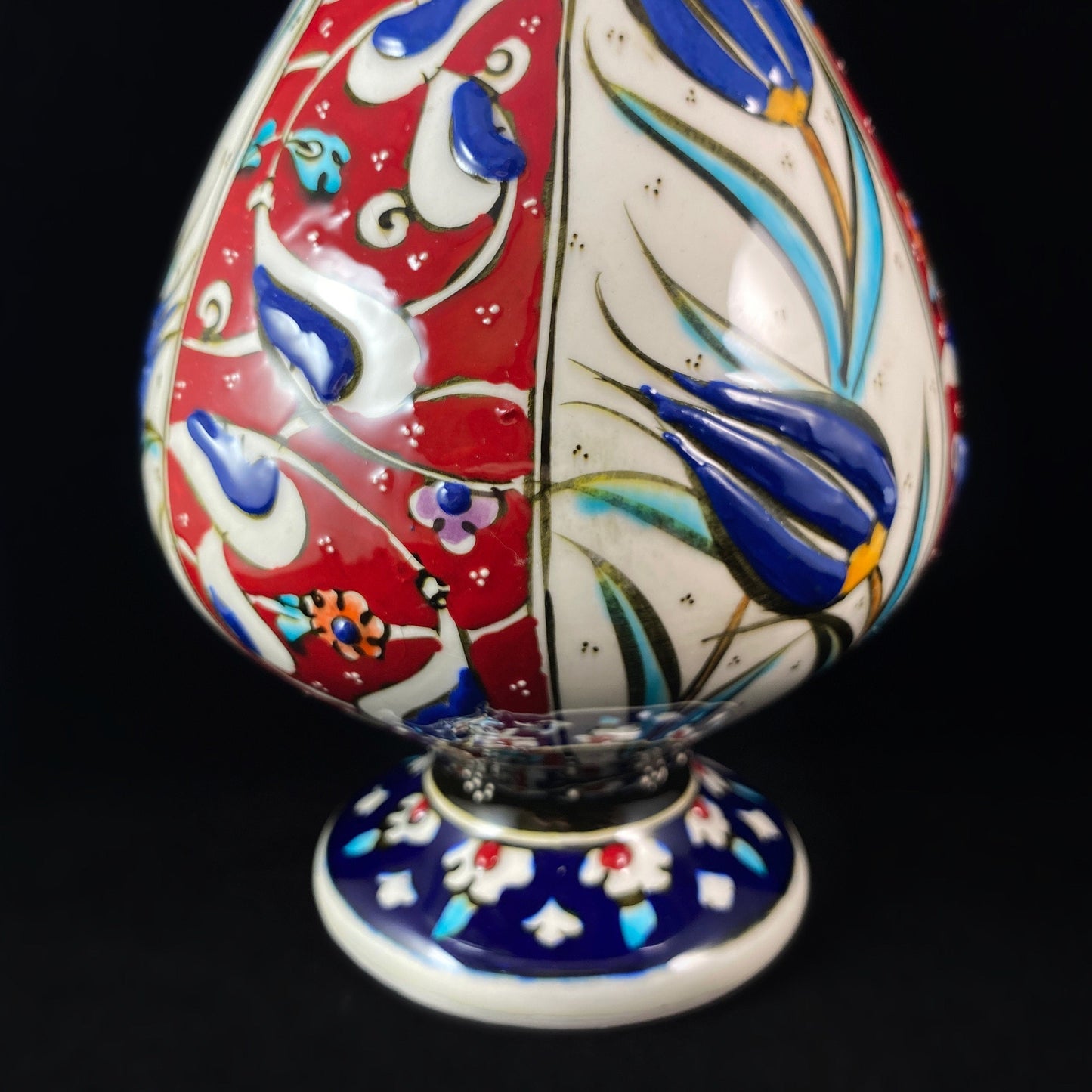 Handmade Vase, Functional and Decorative Turkish Pottery, Cottagecore Style, Blue and Red