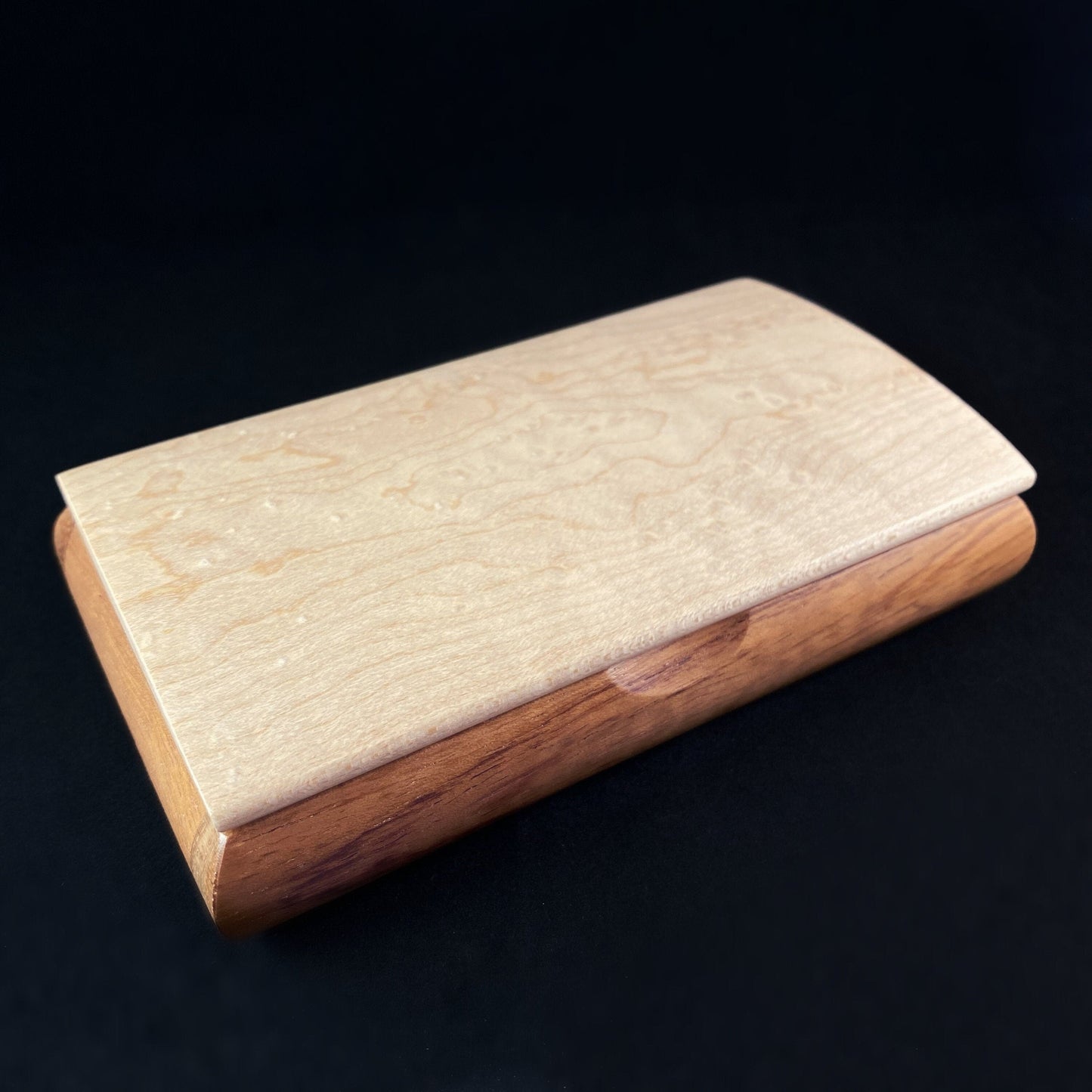 Handmade Wooden Box with Birdseye Maple and Bubinga, Made in USA