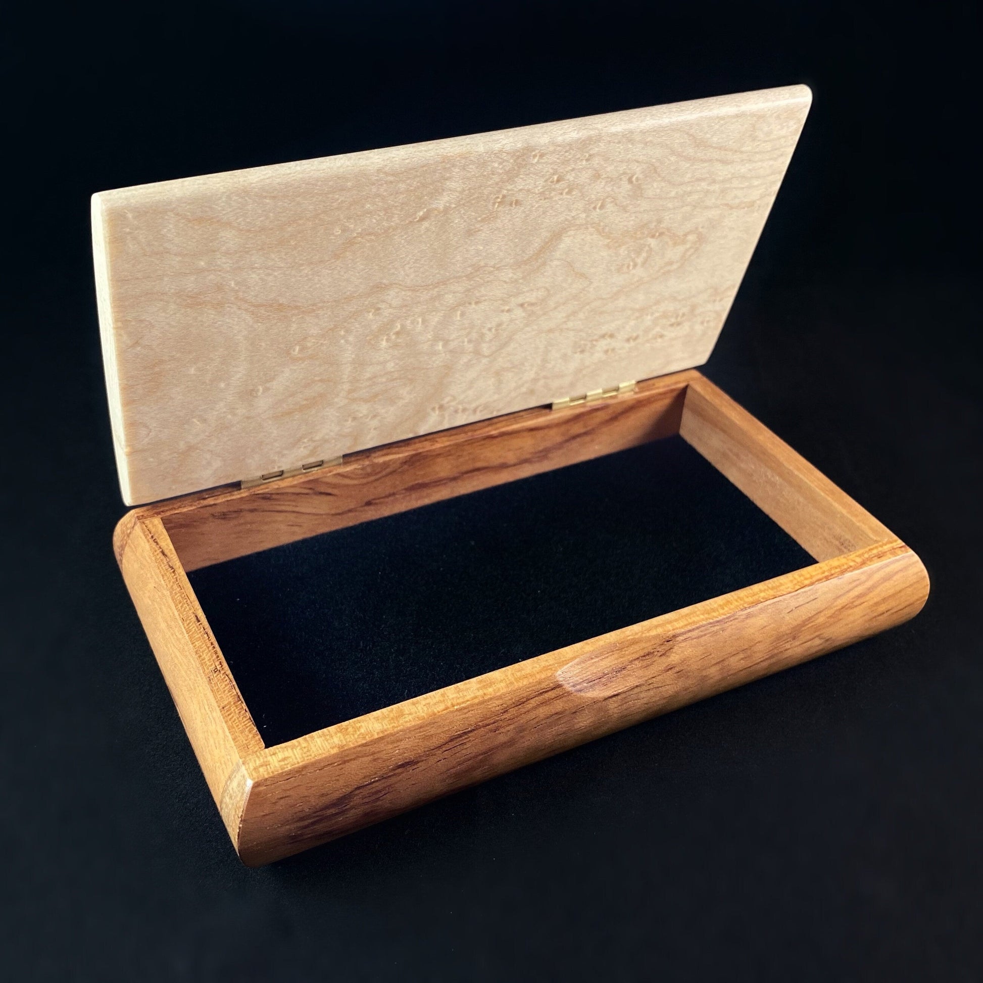 Handmade Wooden Box with Birdseye Maple and Bubinga, Made in USA