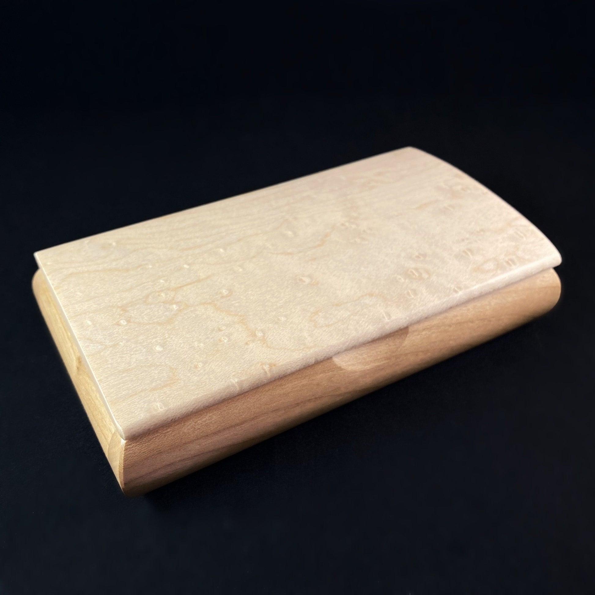 Handmade Wooden Box with Birdseye Maple and Cherry, Made in USA