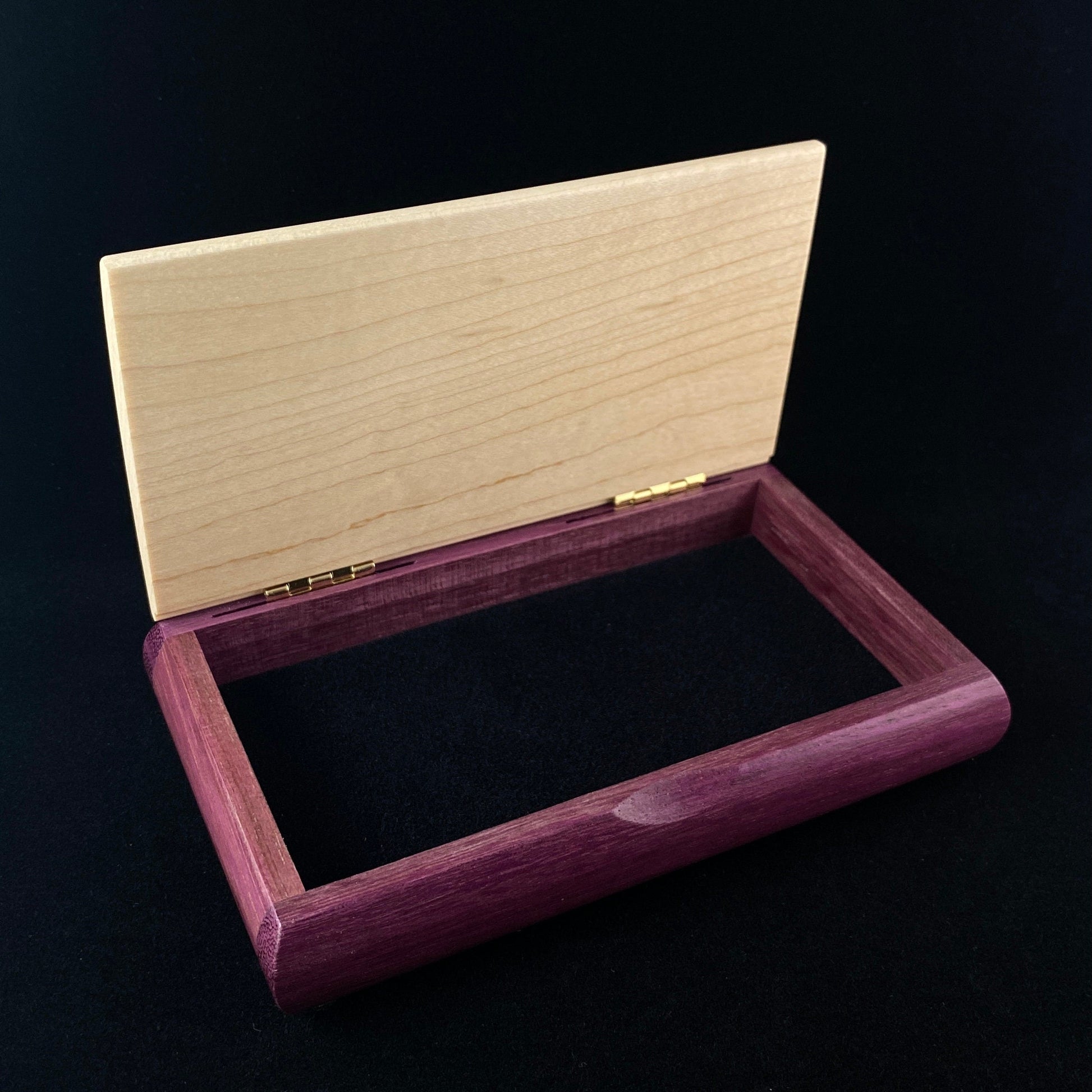 Handmade Wooden Box with Birdseye Maple and Purpleheart, Made in USA