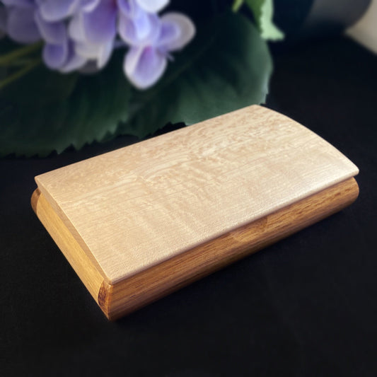 Handmade Wooden Box with Canary Wood and Birdseye Maple